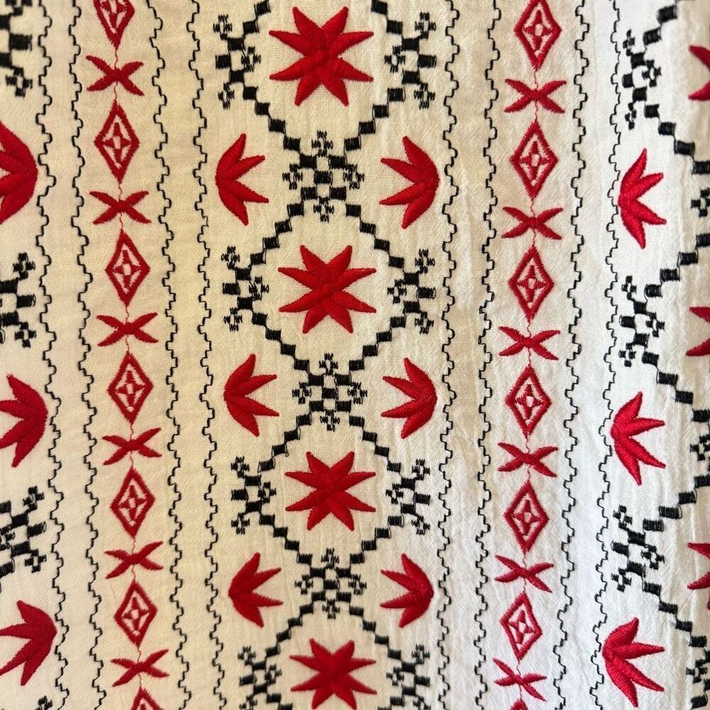 Ouwei White Red Black Embroidered Ethnic Festival Blouse SZ XL #2488 - Picture 12 of 13